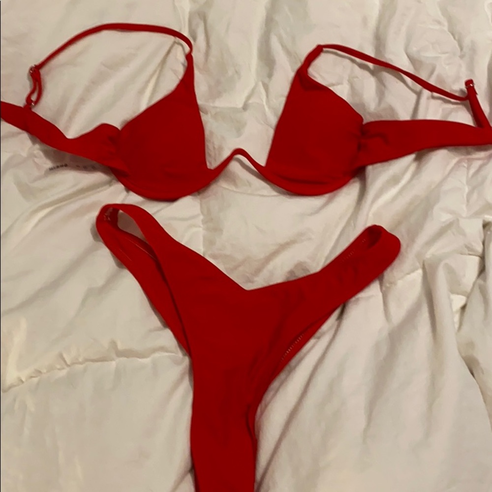 Red vintage bikini high waisted bottoms